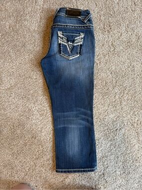 Dark Wash Embroidered Pocket Skinny Jeans